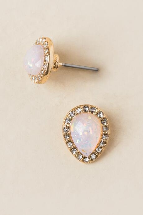 Francesca's Mare Teardrop Trim Stud Earring - Iridescent