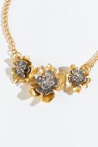 Francesca's Gina Metal Flower Statement Necklace - Gold