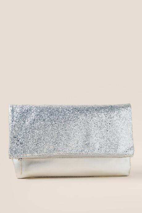 Francesca Inchess Star Shimmer Fold-over Clutch In Silver - Silver