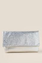 Francesca Inchess Star Shimmer Fold-over Clutch In Silver - Silver