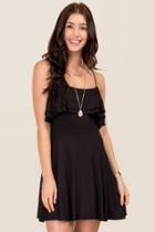 Francesca's Layla Ruffle Skater Dress - Black