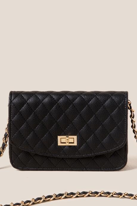 Francesca's Leilani Quilted Crossbody - Black