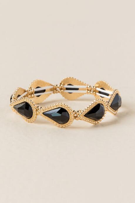 Francesca's Chantel Teardrop Stretch Bracelet In Black - Black