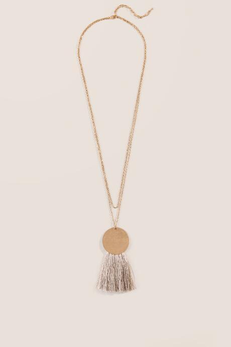 Francesca's Lizzie Layered Tassel Pendant Necklace - Gold