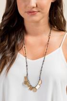 Francesca's Ariah Beaded Worn Metal Necklace - Black