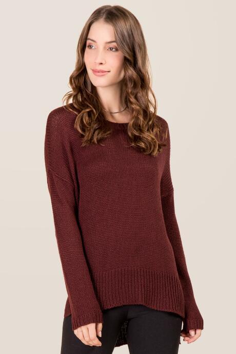 Blue Rain Shea Elbow Patch Pullover Sweater - Wine