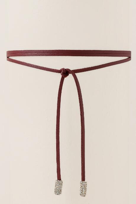 Francesca's Ellington Pave Self Tie Choker In Burgundy - Burgundy