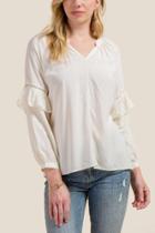 Francesca's Julia Ruffle Sleeve Blouse - Ivory