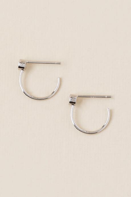 Francesca's Nella Crystal Huggie Hoop Earring - Silver