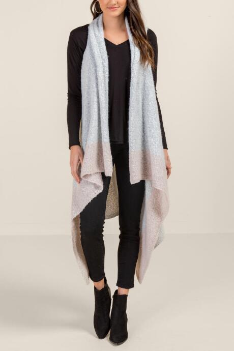 Francesca's Zoe Boucle Ruana Vest - Gray