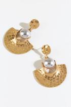 Francesca's Katie Pearl Half Moon Drop Earrings - Gold