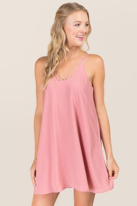 Mi Ami Shawnee Strappy Shift Dress - Rose
