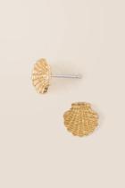 Francesca's Sea Shell Brushed Stud Earring - Gold