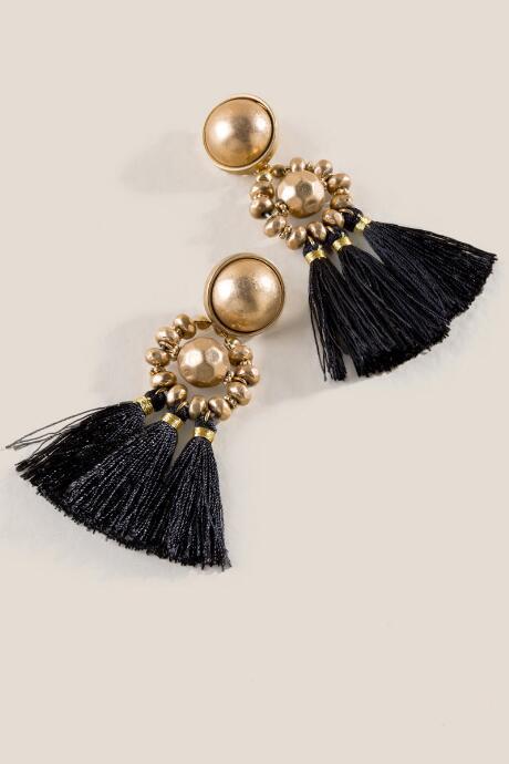 Francesca's Padget Tassel Drop Earrings - Black