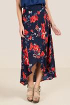 Francesca Inchess Zuri Maxi Floral Wrap Skirt - Navy