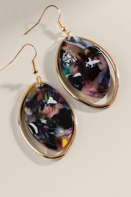 Francesca's Savannah Oval Drop Earrings - Multi