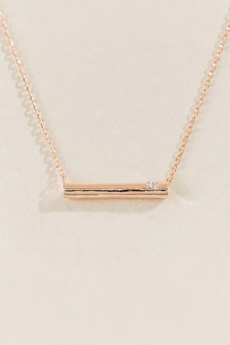 Francesca's Lydia Crystal Rose Gold Bar Pendant - Rose/gold