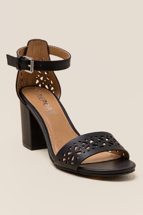 Report Perry Laser Cut Block Heel - Black