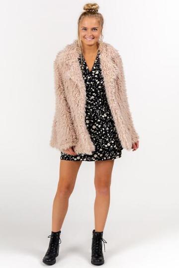 Francesca's Freeda Short Wubby Jacket - Taupe