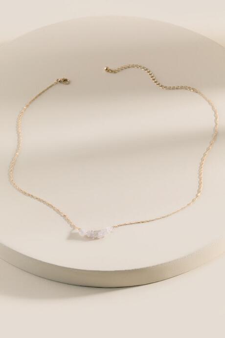 Francesca's Ashley Semi-precious Raw Row Necklace - Pale Pink