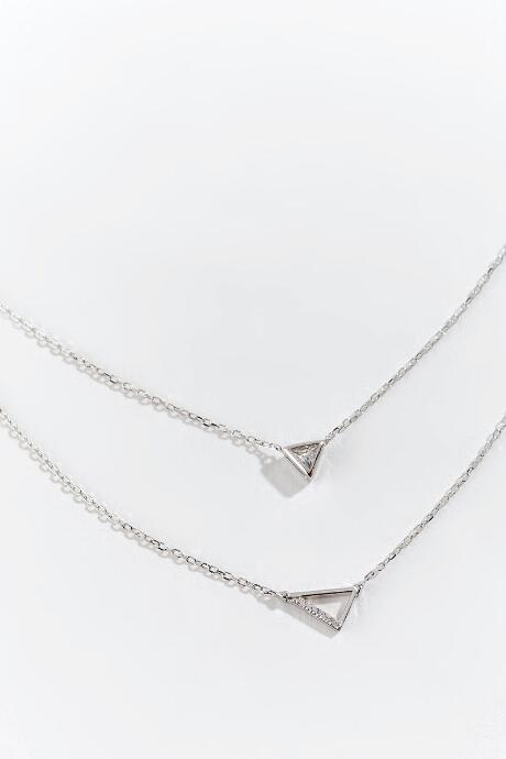 Francesca's Kaylee Cz Triangle Layered Necklace - Silver