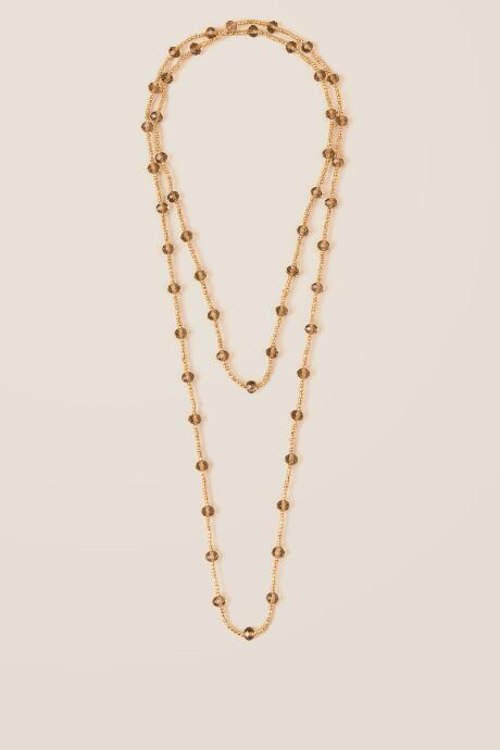 Francesca's Kendall Glass Beaded Necklace - Gray