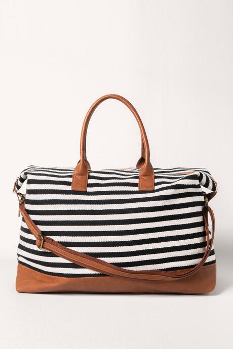 Francesca's Brenda Striped Weekender In Black - Black/white