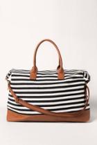 Francesca's Brenda Striped Weekender In Black - Black/white