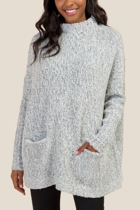 Francesca Inchess Marissa Long Sleeve With Pockets Poncho - White