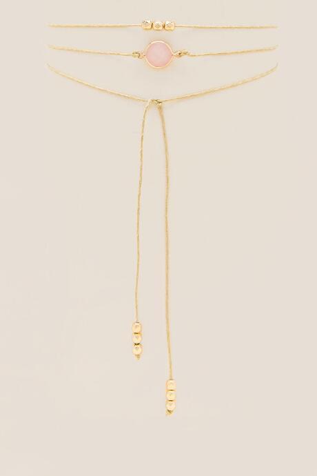 Francesca's Liberty Rose Quartz Self-tie Choker - Taupe