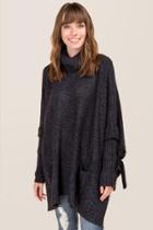 Francesca's Jude Side Tie Poncho - Navy