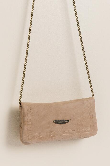 Francesca's Leaf Distressed Wallet Crossbody - Tan