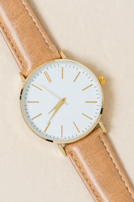 Francesca's Preston Minimalist Watch - Beige