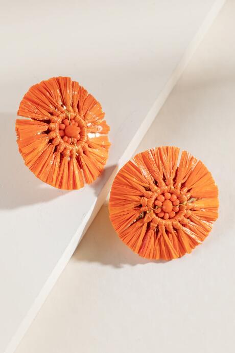 Francesca's Vienna Raffia Statement Studs - Orange