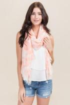 Francesca's Skyler Coral Hibiscus Oblong Scarf - Coral