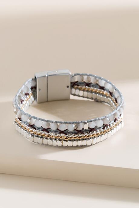 Francesca's Aliah Beaded Magnetic Bracelet - Gray