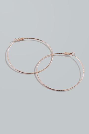 Francesca's Val Thin Rose Gold Hoops - Rose/gold