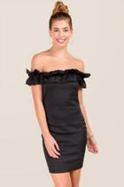 Francescas Tahilia Ruffle Off The Shoulder Bodycon Dress - Black