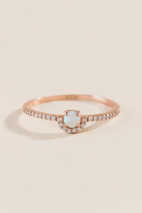 Francesca's Cassie Opal Rose Gold Ring - Rose/gold