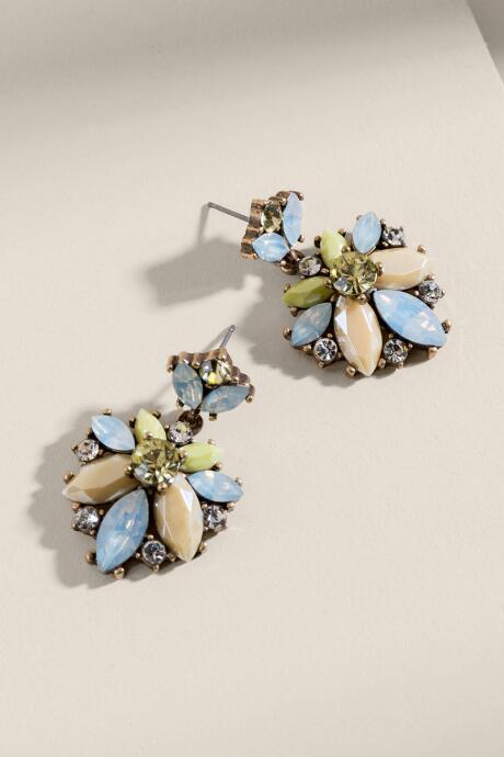 Francesca's Darcy Crystal Flower Statement Earrings In Yellow - Yellow