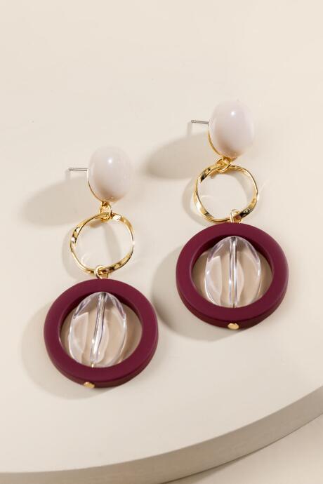 Francesca's Aubrey Orbital Earring - Burgundy