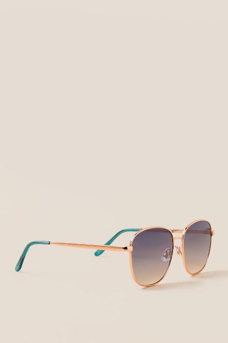 Francesca's Claudia Aviator Metal Sunglasses - Rose/gold