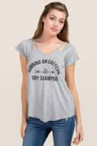 Alya Running On Caffeine And Dry Shampoo Graphic Tee - Heather Gray