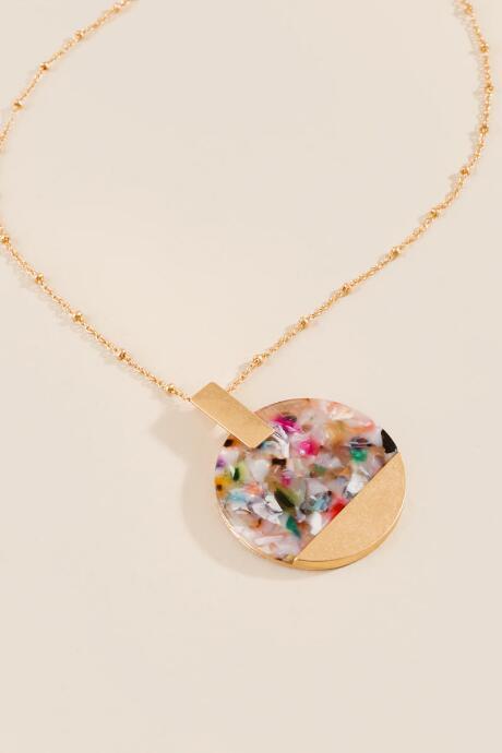 Francesca's Kim Marbled Resin Circle Pendant - Multi