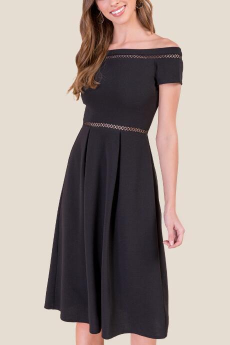 Francesca's Elena Midi Skater Dress - Black