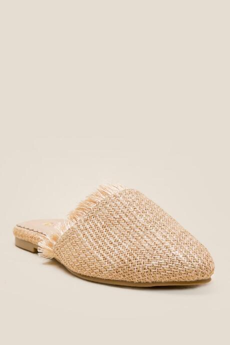 Restricted Datewood Woven Fringe Mule - Natural