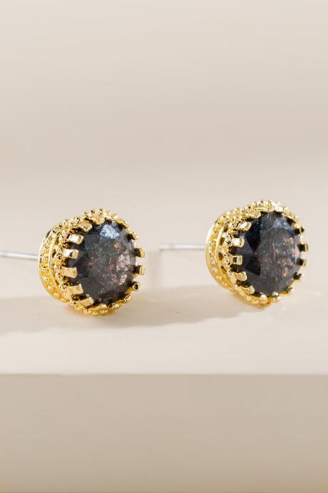Francesca's Jocelyn Crown Set Stud Earrings - Black