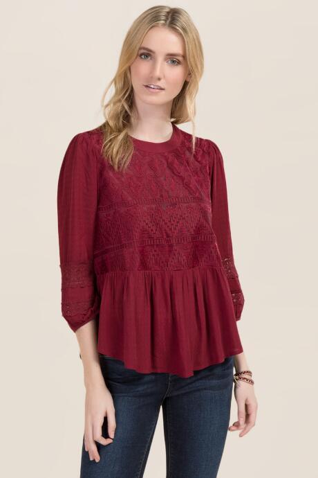 Miami Orla Textured Crochet Blouse - Wine