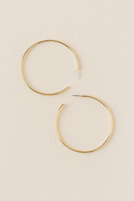Francesca's Amerie Large Textured Hoop Earring - Gold