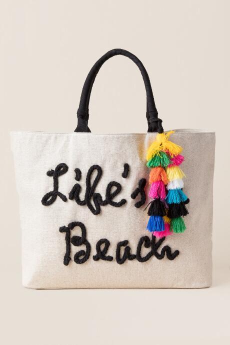 Francesca's Life's A Beach Tote - Tan